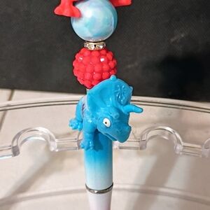 Blue Dinosaur Pen with Red Accents